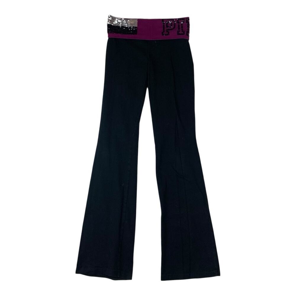 Victoria's Secret Pink Yoga pants size XS sequin y2k flare leggings black purple